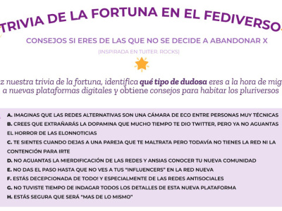 Trivia de la fortuna en el fediverso Trivia de la Fortuna en el fediverso - identifíca que tipo de dudosa eres a migrar a plataformas alternativas